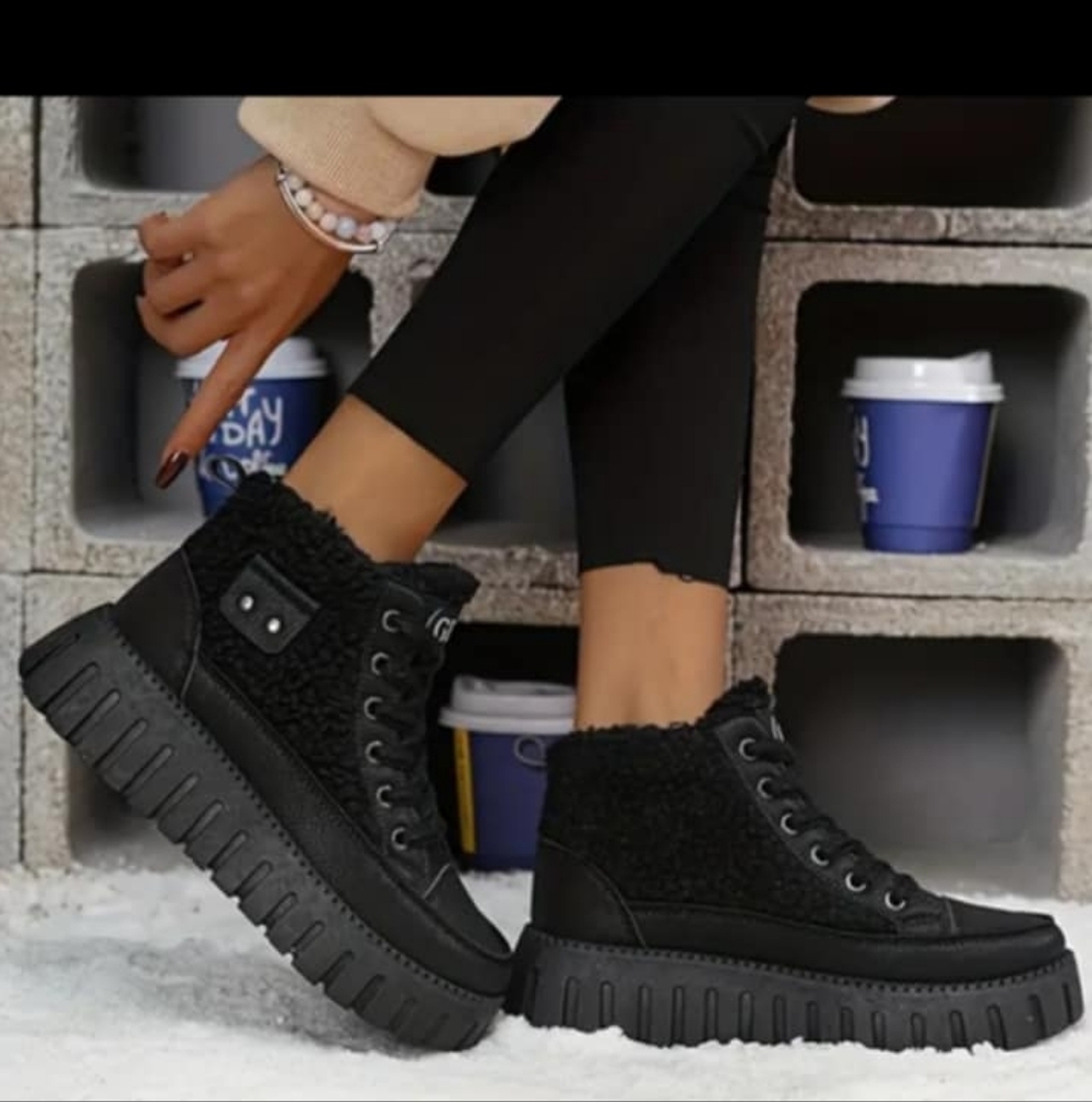 Black Women's High-Top Sneakers Boots Size 36